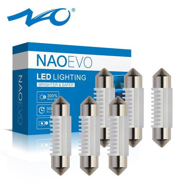 

nao 6x c5w led festoon 31mm 36mm 39mm 41mm c10w bulb car interior light smd 3030 led auto cob reading dome lamp 12v 6000k white