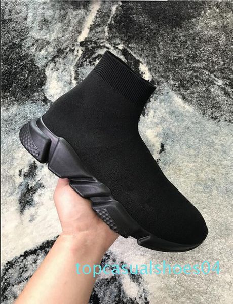 

brand designer sneakers air sock shoes speed trainer mens women fashion triple s baskets race runner superstars shoes t04, Black