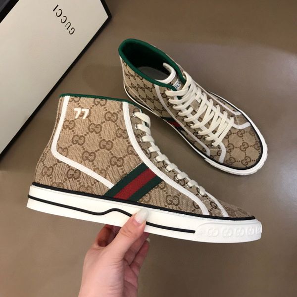 

2020 simplicity mens designer casual shoes sneakers guchi high-canvas shoes trainers full g side stripes xlmf031230