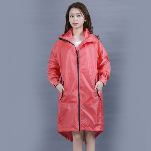 

long thin raincoat women men windbreaker jackets cloak waterproof tour hood backpack rain coat ponchos female rain gear 60yy137, Red;brown