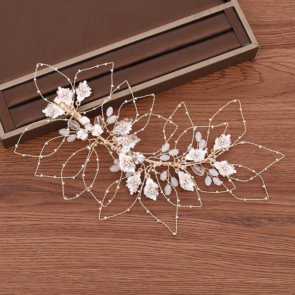 

bride headband tiara hair accessories handmade rhinestone leaf headdress wedding headband women headpiece bridal hair jewelry, Golden;silver