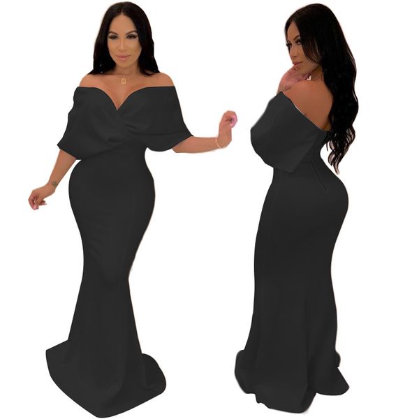 

2019 european and american style dress backless fishtail skirt oversized knit dress skirt wholesale, White;black