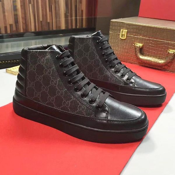 

new arrival mens high sneaker sports mens shoes fashion classic footwears lace -up casual luxury men shoes scarpe sportive da uomo, Black