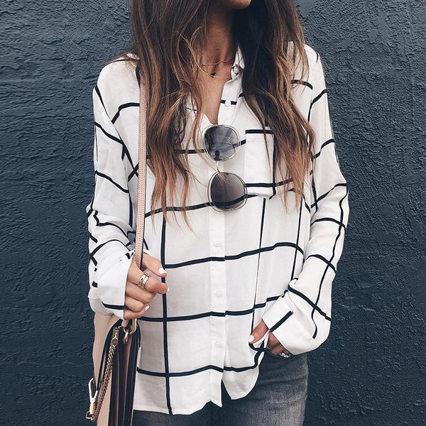 

check loose shirt autumn 2020 collar sleeve long polo women's clothing lwfea
