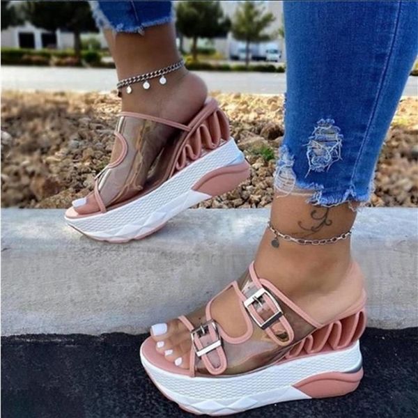 

new women sandals pvc jelly crystal heel transparent women clear high heels summer sandals pumps shoes size, Black