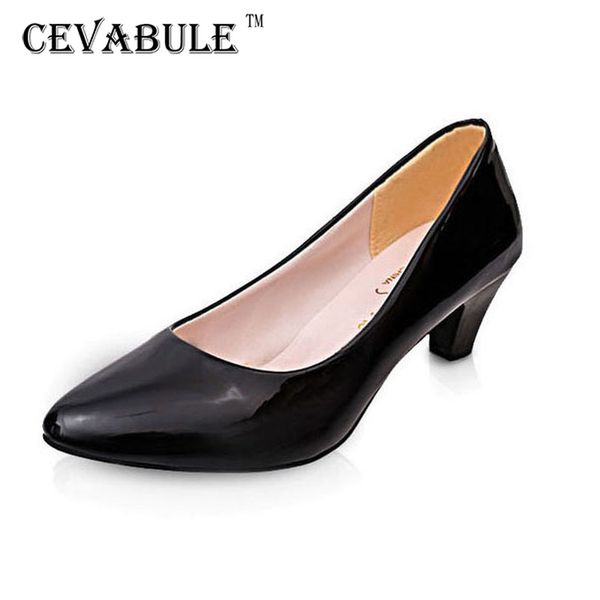 

cevablue women kitten heels pumps autumn round head women's shoes large size single shoes mother lss-ym, Black