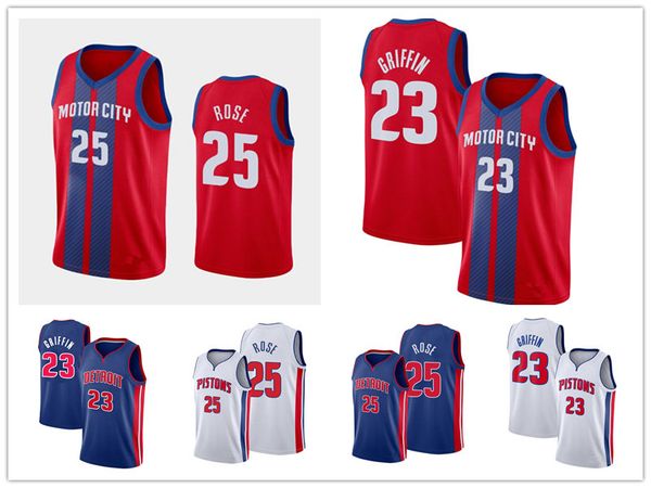 

detroit pistons men blake griffin derrick rose swingman icon association city basketball jersey, Black