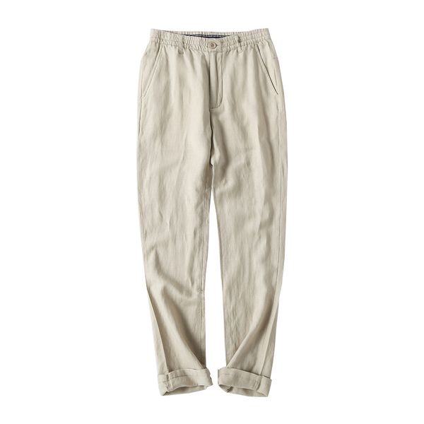 

2020 summer new men pants chinese style flax straight loose pants large size casual thin section breathable men's trousers, Black