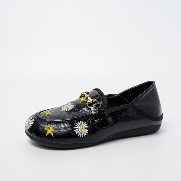 

fashion women shoes ballet flats loafers leather casual shoes woman slip-on spring/autumn new plus size 35-43, Black