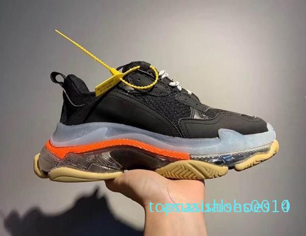 

2019 pari triple-s 17fw crystal bottom green luxury dad shoes platform triple s sneakers for men women vintage kanye old grandpa trainer c14, Black
