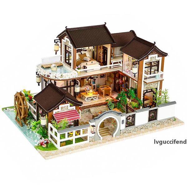 

doll house miniature diy dollhouse with furnitures wooden house countryard dweling toys for children birthday gift t200116