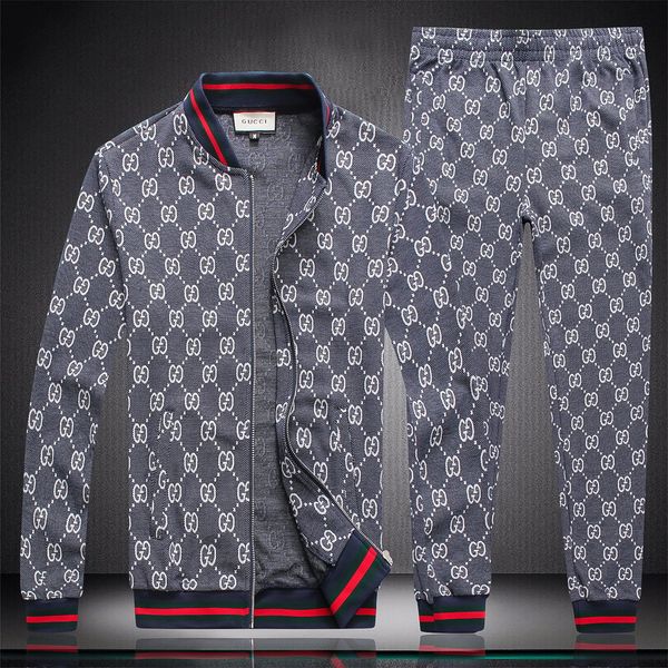 

2020designer tracksuirt new men's sportswear jacket with pattern and pants sweatshirt sports casual autumn men's jacket and pants, Gray