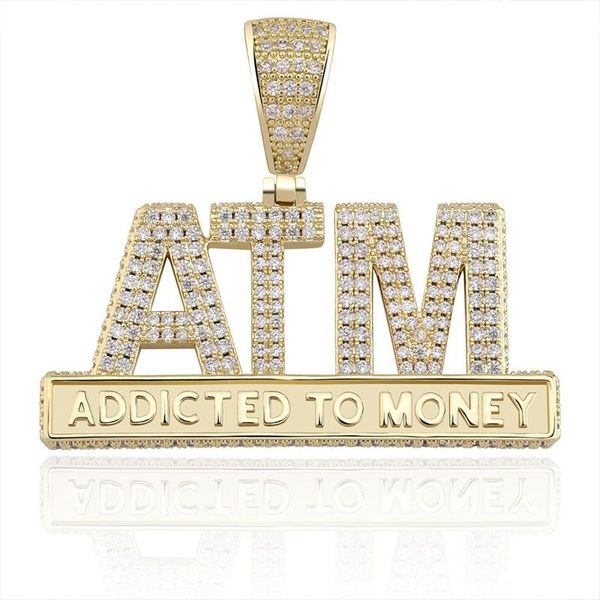 

new fashion ice out addicted to money necklace & pendant letters bling cubic zircon men's hip hop charm jewelry gifts