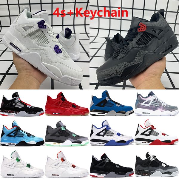 

jumpman 4 4s mens basketball shoes ovo splatter metallic purple red bred black cat monsoon blue men sneakers trainers us 7-13