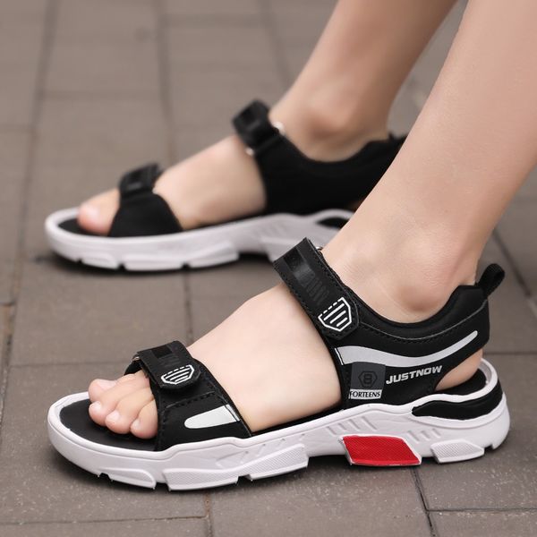 

4qn64 boys' medium and large children 2020 new boys' soft sole primary school students summer open toe children's sandals san, Black;red