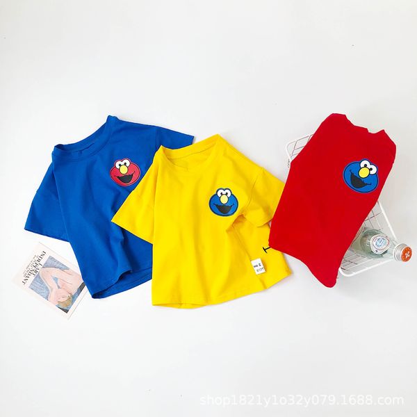 

7hamv children's short-sleeved 2020 children's clothingstyle cartoon short-sleeved navy collar t- clothing shirt men's and wo, Blue