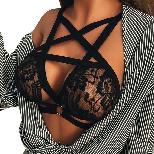 

новые прибытия женщины цветочные кружева холтер bralette подкладка нет pad crop top v шеи колье экзотические одежда экзотические одежда, White