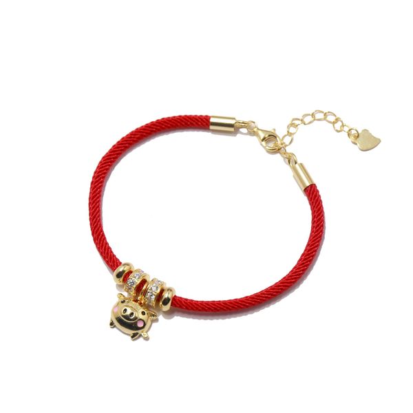 

2019 golden pig red rope gold love bracelet red rope small lovely pig hand rope charm bracelets for women men jewelry, Golden;silver