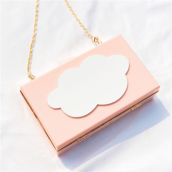 

lovely women acrylic box chains lady flaky clouds shoulder bags purse mini bag evening clutch bags luxury designer