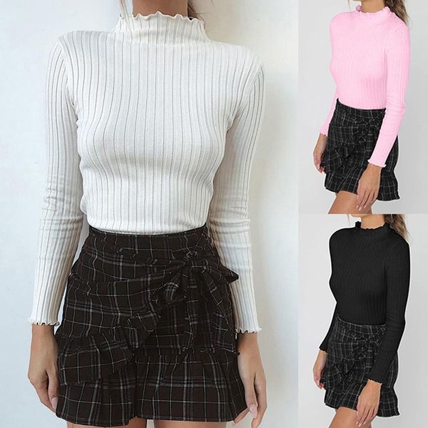 

2020 autumn winter thick sweater women knitted ribbed pullover sweater long sleeve turtleneck slim jumper soft warm pull, White;black