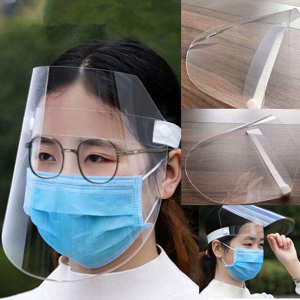 

safety face shield transparent clear full protective face mask oil-splash proof anti-fog masks men women clear eco pet face shield cover ins, Blue