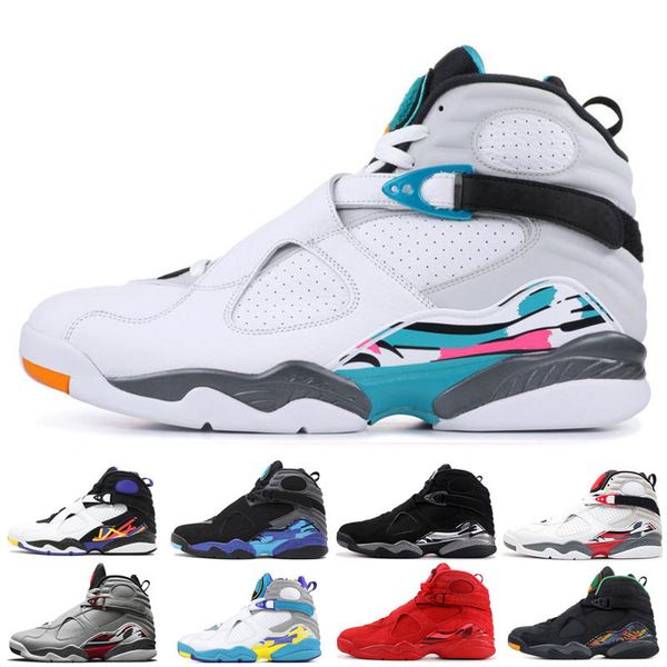 

светоотражающие bugs bunny jumpman 8 8s мужчины дети баскетбол обувь валентина аква south beach chrome 3peat mens тренер спорт sneaker, Black