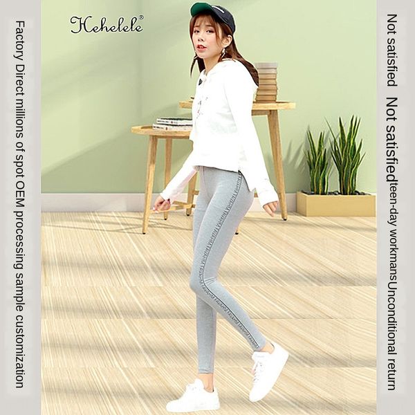 

stretch outer wear hip lifting slim fashion bottoming tight pants tight pantsletter bar 1136 modal nine points leggings, Black