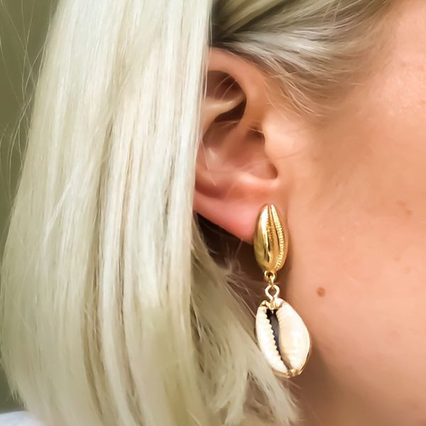 

bohemian cowrie sea shell drop earrings for women vintage summer fashion earrings geometric beach statement jewelry wholesale, Silver
