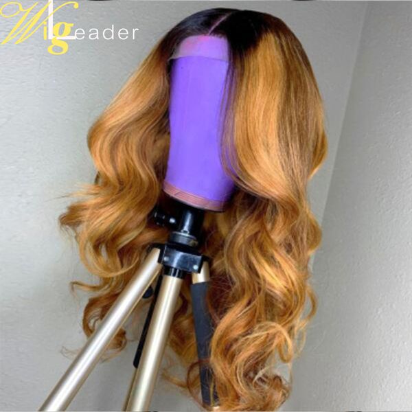 

wigleader ombre human hair lace front wigs preplucked two tonde 13x6 lace frontal wig glueless hair wigs wave hair lace wigs, Black