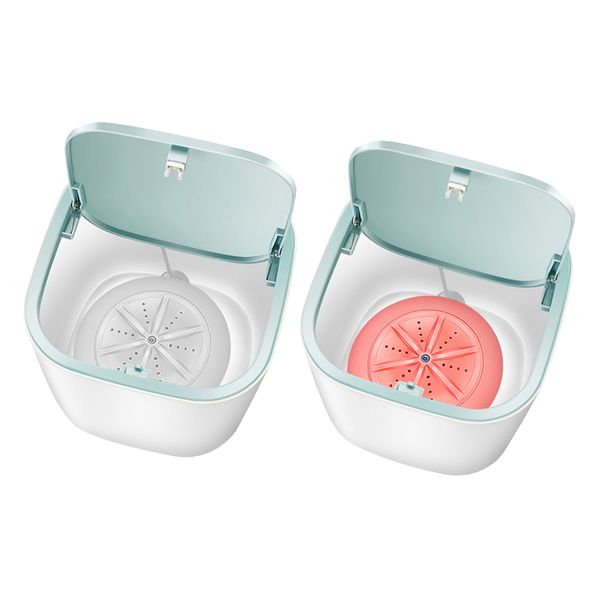 

2x portable washing machine for makeup brush pants travel camping white pink