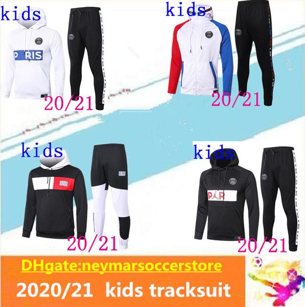 

20/21 kids enfants paris soccer jacket hoodie survetement 2020 2021 kids paris mbappe maillot de football jackets hoodie jacket, Black