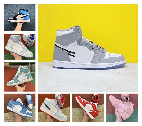 

2020 новый jumpman 1 увеличить racer синего royal obsidian бесстрашного travis скоттс mens basketball обувь unc 1s turbo зеленый чикаго мужч, Black