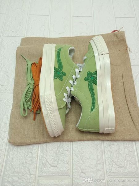 

men ttc creator one star ox golf le fleur canvas shoes womens jelly suede fashion all scarlet green yellow sneakers 35-44, Black