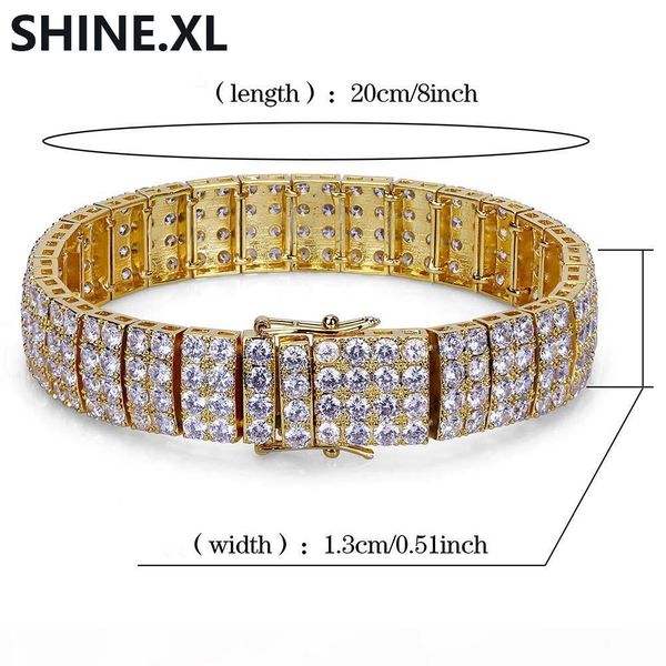 

13cm gold silver color plated iced out micro pave cubic zircon tennis bracelets hip hop chains bracelets, Black