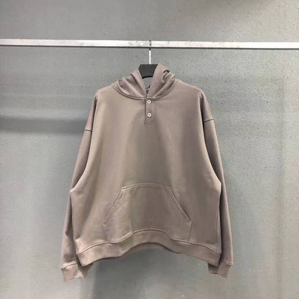 

2020 new male designer god's fear season 6 henry collar button khaki long sleeve loose casual men's and women's hooded fog sw, Black