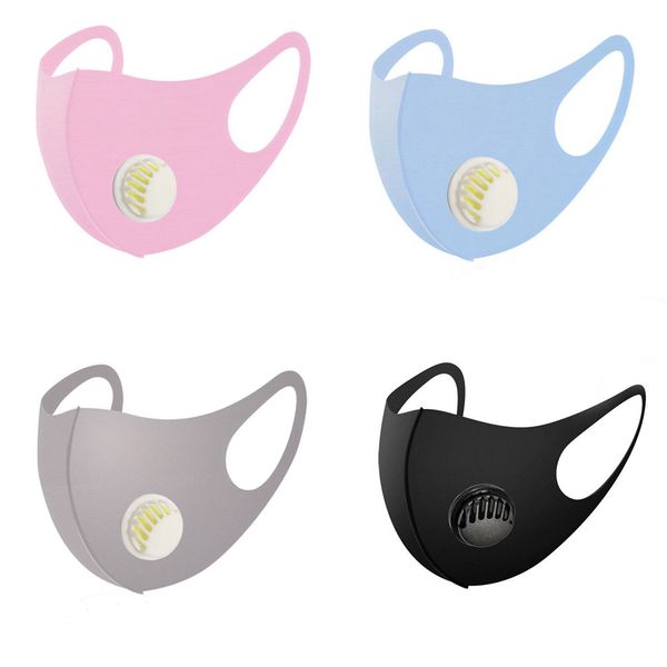 

solid color face mask solid mouth cover exhaust valve dustproof washable reusable mask anti-bacterial pm2.5 ice silk masks face protection