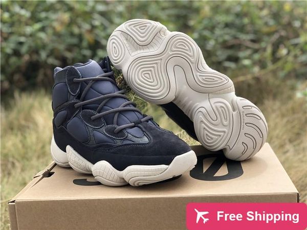 

originals 500 high slate fw4968 running shoes men women kanye west wave runner dark blue black suede sail authentic sneakers sports 5 -13
