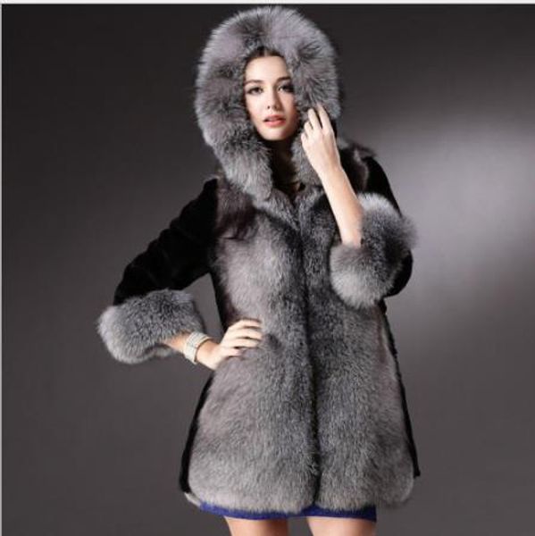 

vetement 2020 winter women's faux fur jacket artificial fur overcoat furry coat femme plus size furry fake outwear q962, Black