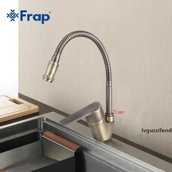 

frap antique style bronze kitchen faucet cold and water mixer tap torneira cozinha flexible nose 360 degree rotation f4330-4 t200423