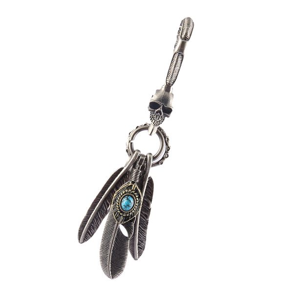 

retro boho cool turquoise punk rock keychain ring skull lobster claw keyring