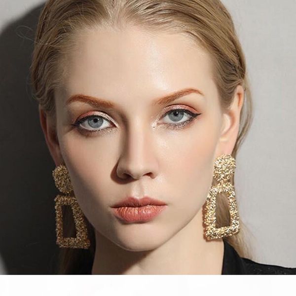 

big geometric drop earrings for women unique vintage rhinestone crystal statement earring female fashion modern jewelry accessories, Silver