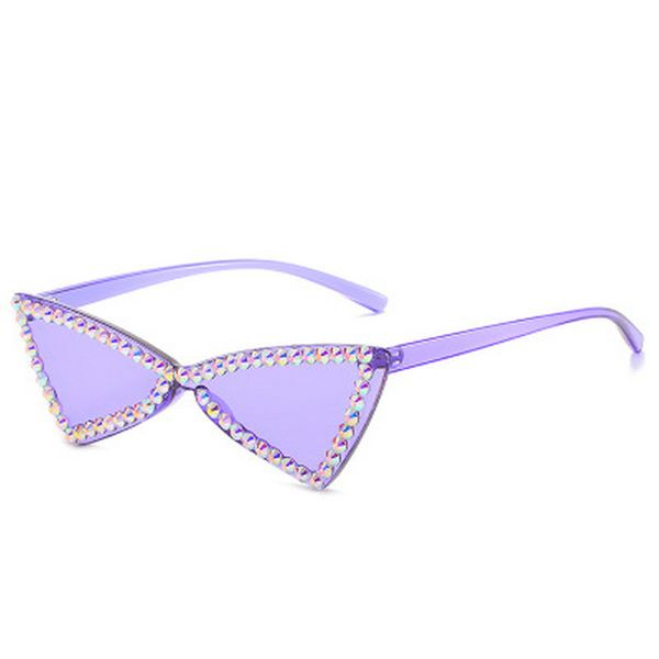 

fashion crystal diamond ne street ssunglass cut edge new frameless cat eye sunglasses women trend retro gradient ocean piece sun sehwr, Blue