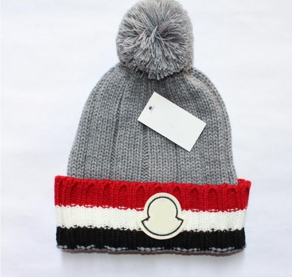 

новая франция моды мужских дизайнеров шляпа капот зимой шапочка вязаной шерсть шляпа плюс бархат шапка skullies thicker маска fringe шапочка, Blue;gray