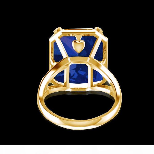 

i szjinao fashion new product gold ring for women square blue birthstone big sapphire wholesale silver 925 jewelry, Golden;silver