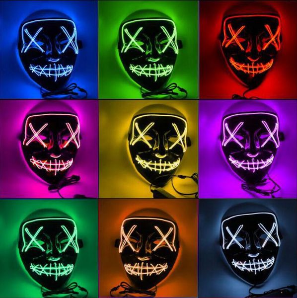 Halloween Horror LED Maske Rave Purge Masken Leuchtende Maske für Festival Cosplay Kostüm Dekoration Lustige Wahl Party