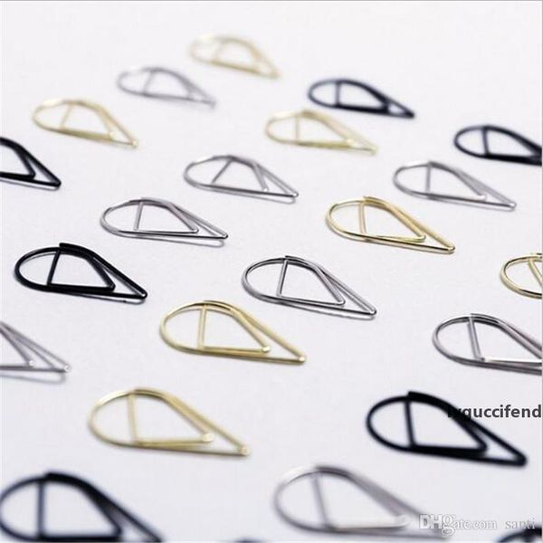 

home 50 pcs metal material drop shape paper clips gold silver color funny kawaii bookmark office shool stationery marking clips