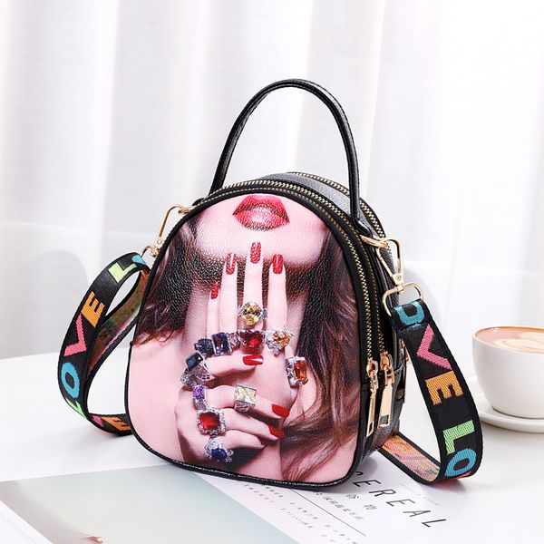 

new cartoon character ladies handbag fashion wide shoulder strap letter shoulder messenger bag luxury women's tote bag wallet