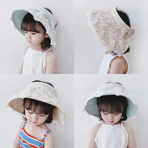 

children's empty sun girl sunscreen lace girl sun princess lace hat hat thin breathable baby, Yellow