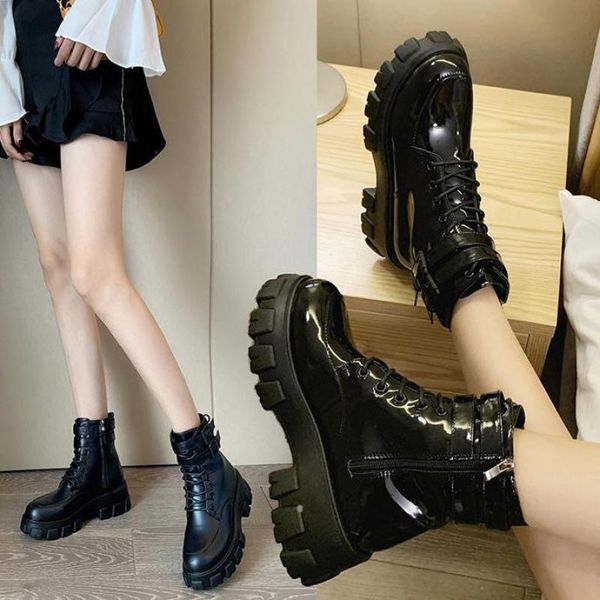 

autumn black boots women round toe buckle shoes women high heel fashion plus size 40 square heels shoes winter