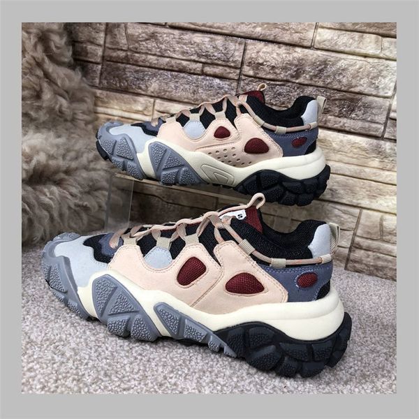 

patchwork color vintage daddy shoes couple shoes lovers sport retro for spring and summer couples trendy casual, Black